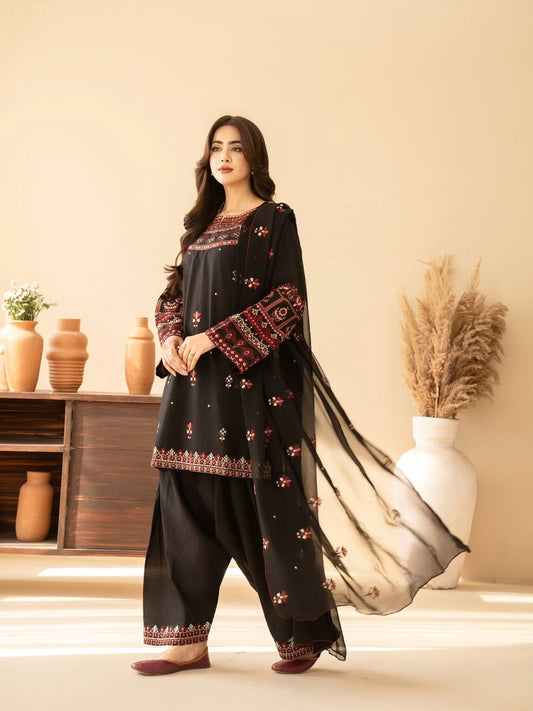 Black Embroidered